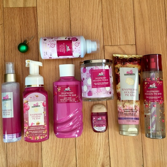 Bath & Body Works Milk Bar Raspberry Holiday Pink 8Pc curated Set